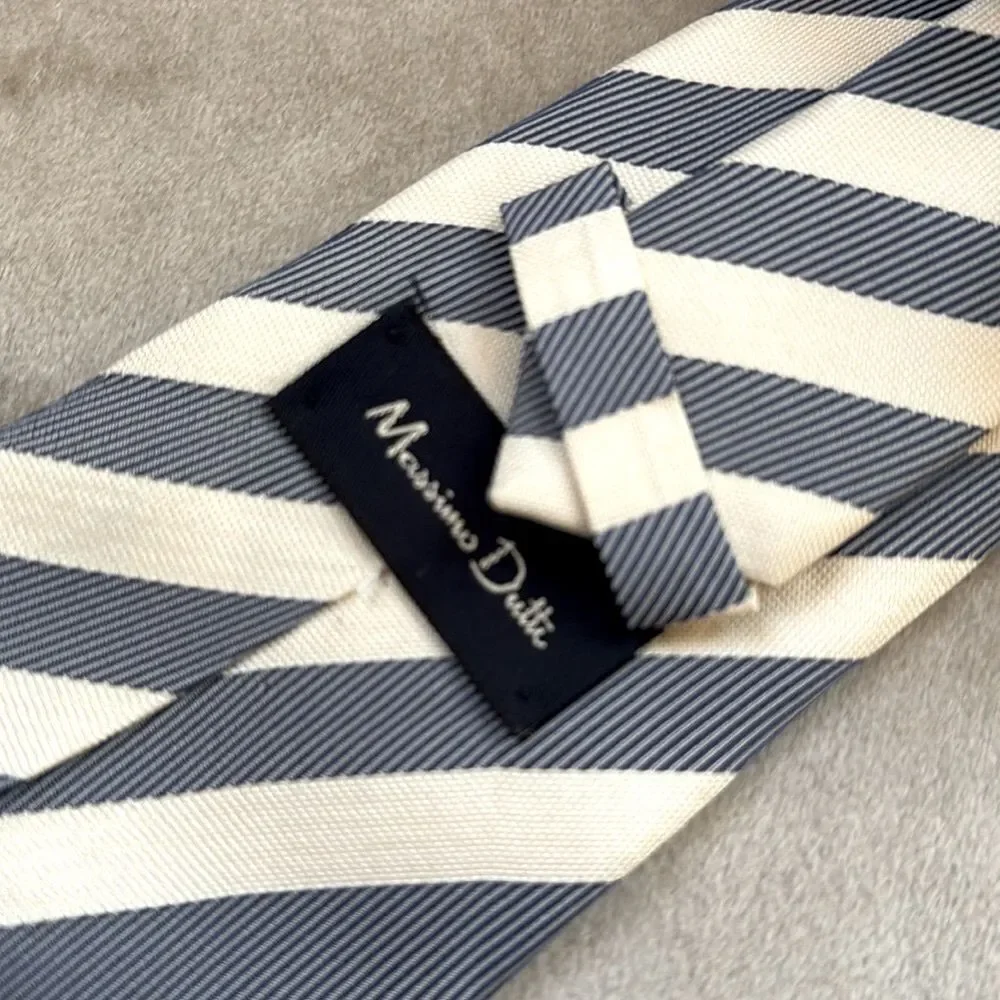 *Massimo Dutti* Coastal Striped Blue and Cream Gentleman’s Tie